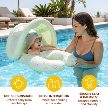 Inflatable Parent and Baby Pool Float with Sunshade