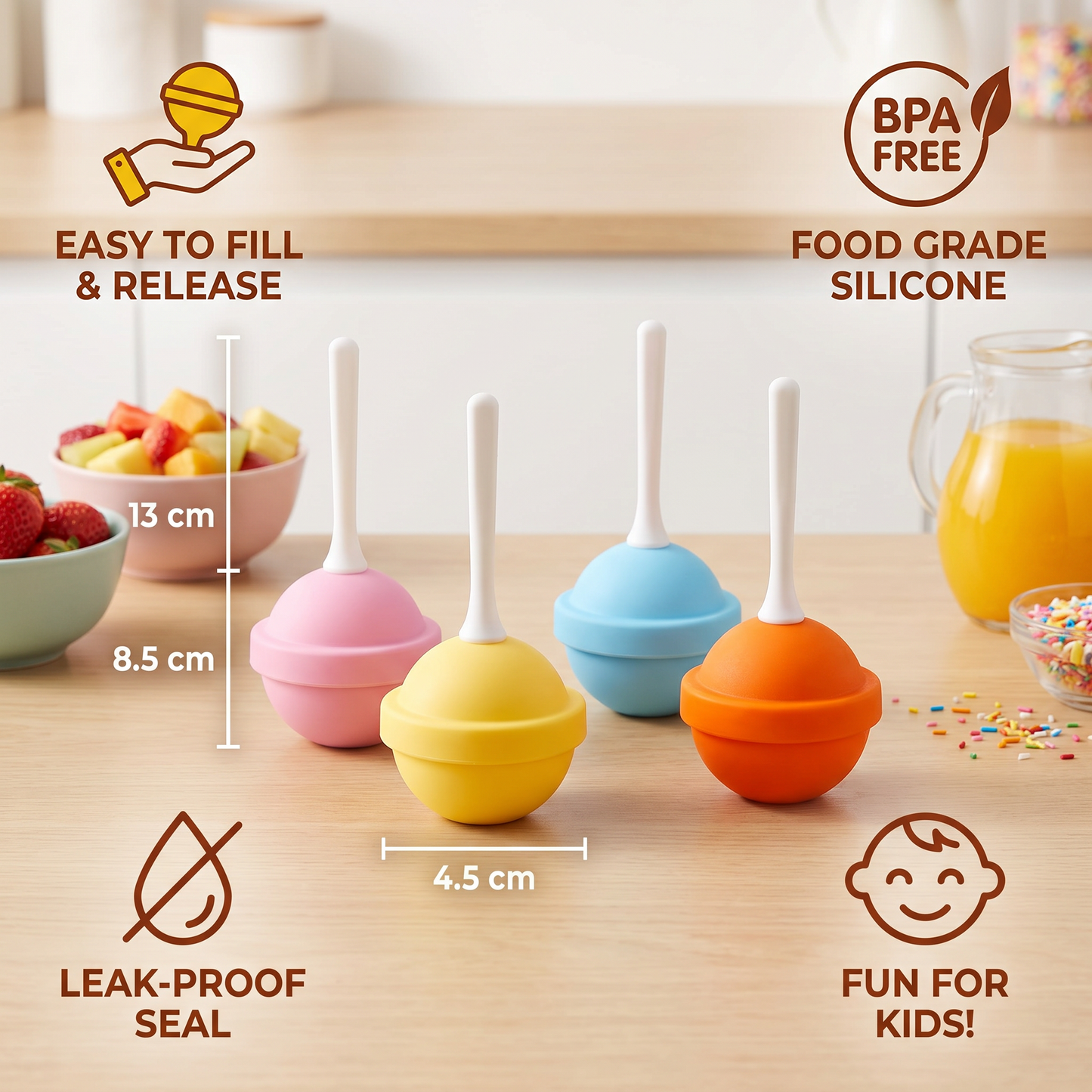 Lollipop Ice Pop Moulds – Pack of Four