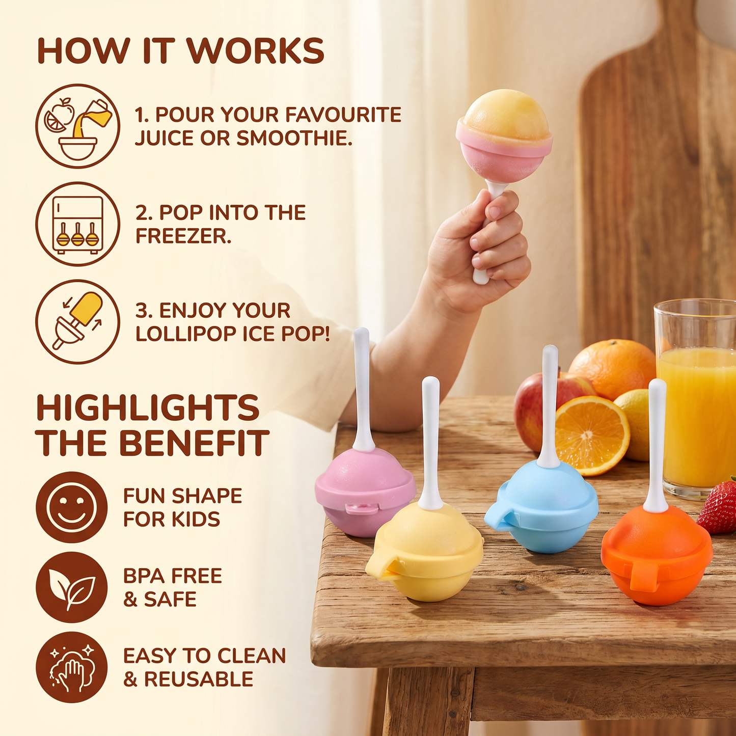 Lollipop Ice Pop Moulds – Pack of Four