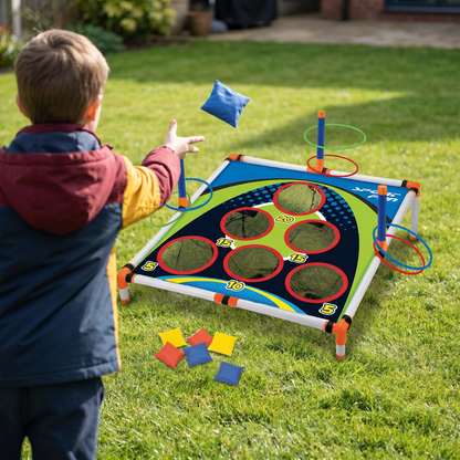 2-in-1 Cornhole & Ring Toss Game Set – Easy to Assemble, Perfect for the Backyard & Travel