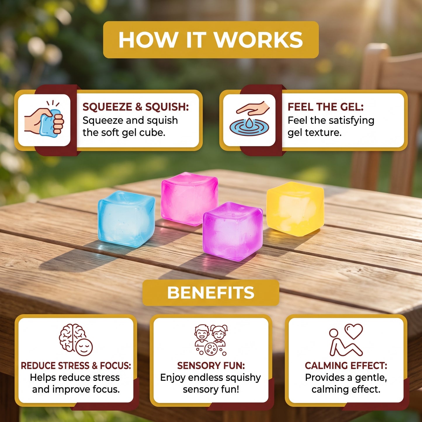 Cube Squishy Stress Ball – Soft Gel Sensory Fidget Toy