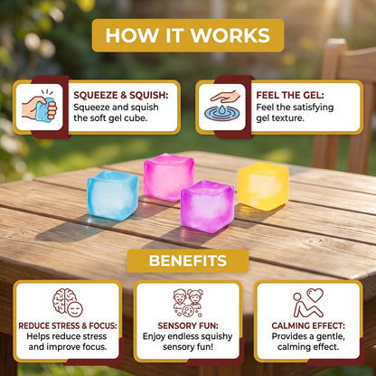 Cube Squishy Stress Ball – Soft Gel Sensory Fidget Toy