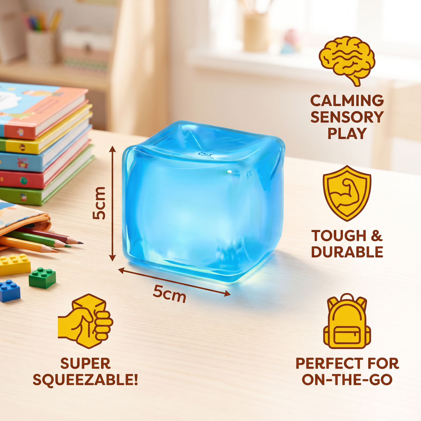 Cube Squishy Stress Ball – Soft Gel Sensory Fidget Toy