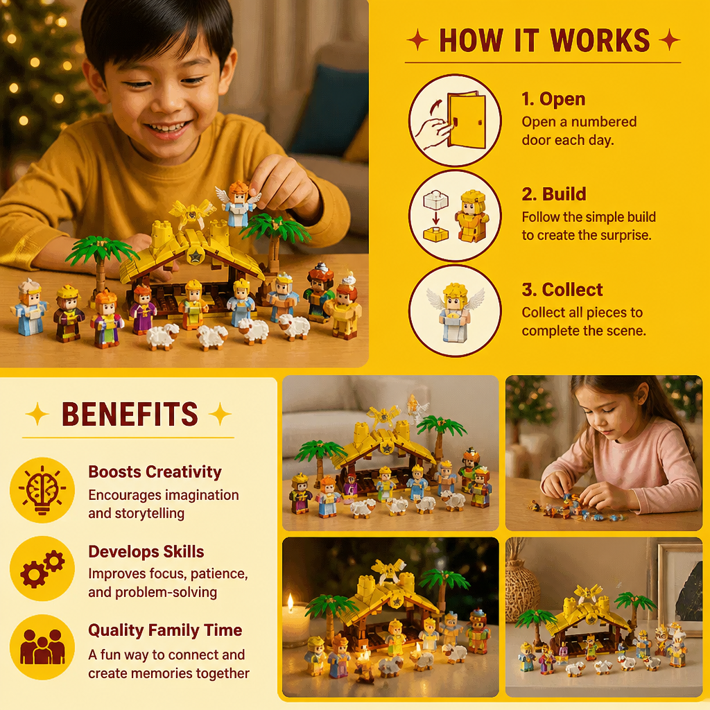 Christmas Nativity Building Blocks Advent Calendar for Kids