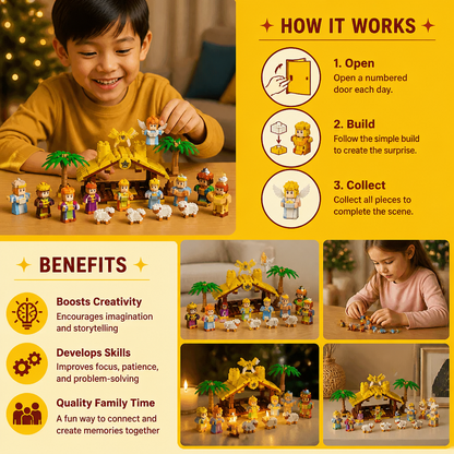 Christmas Nativity Building Blocks Advent Calendar for Kids