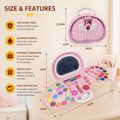 Kids’ Washable Princess Makeup Set with Nail Polish & Storage Box