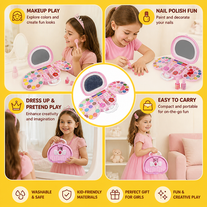 Kids’ Washable Princess Makeup Set with Nail Polish & Storage Box
