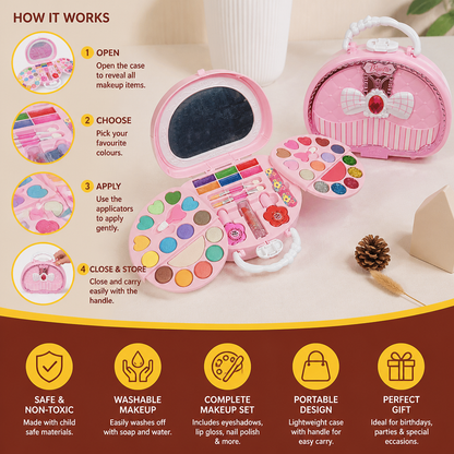 Kids’ Washable Princess Makeup Set with Nail Polish & Storage Box