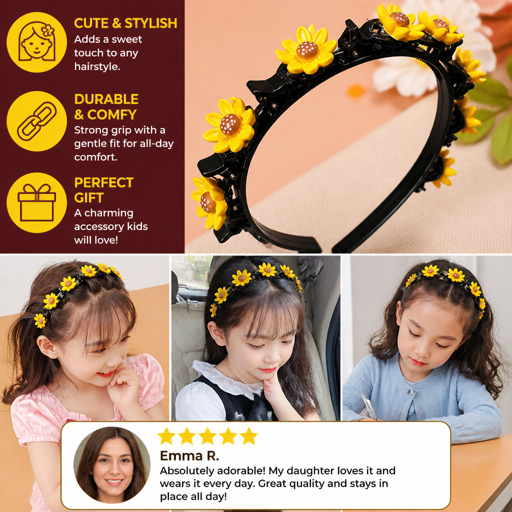 Cute Hair Clips & Bands for Girls with Flower, Strawberry & Rainbow Charms