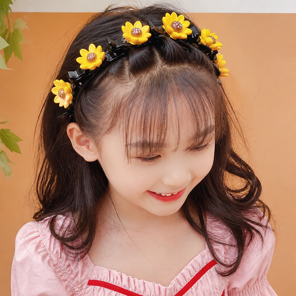Cute Hair Clips & Bands for Girls with Flower, Strawberry & Rainbow Charms