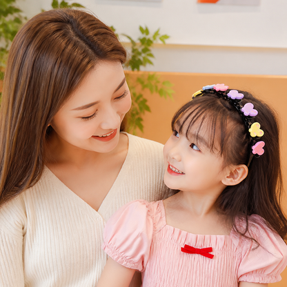 Cute Hair Clips & Bands for Girls with Flower, Strawberry & Rainbow Charms