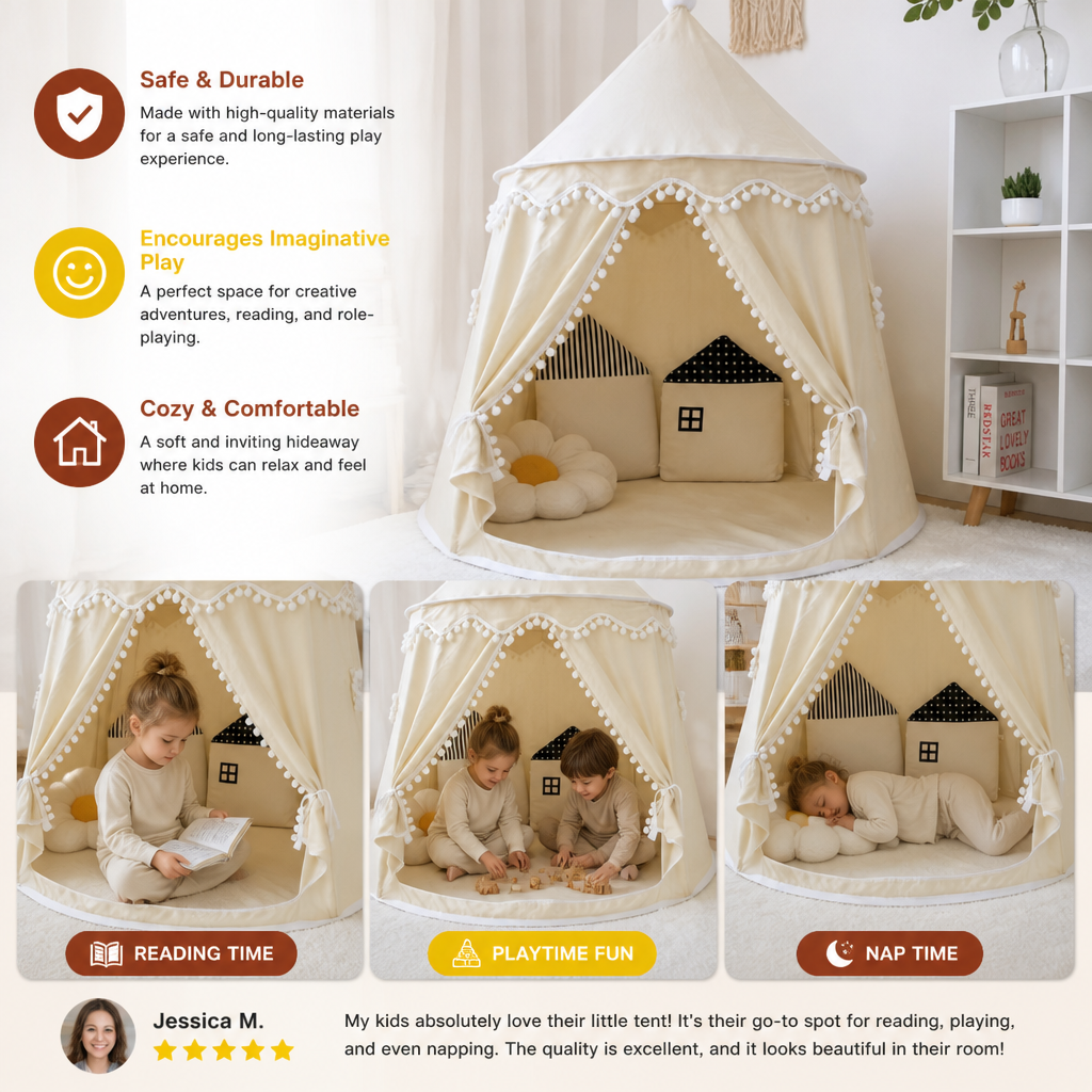 Cozy Kids Play Tent – A Charming Hideaway for Reading & Play