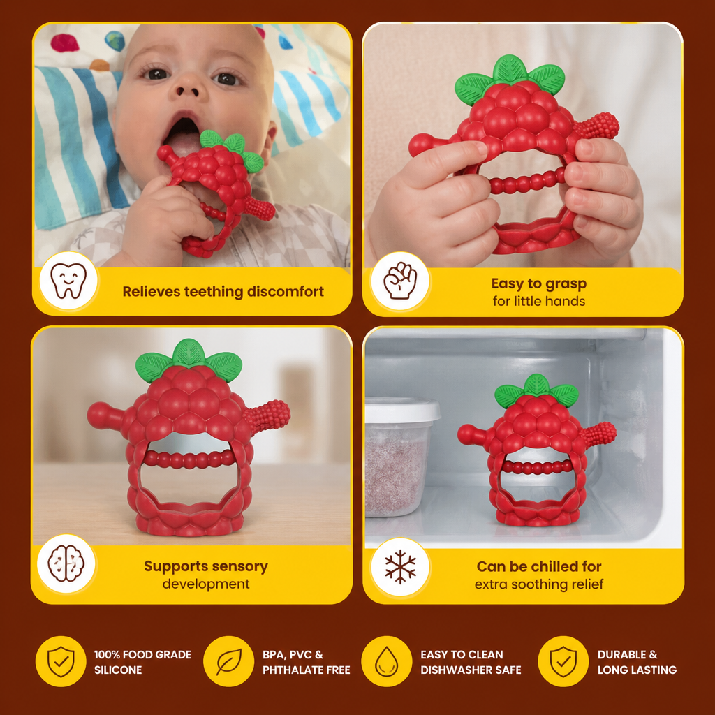 Easy-Grip Multi-Textured Silicone Baby Teether (3+ Months)