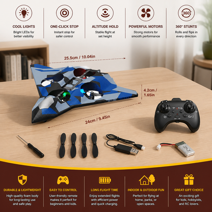 Durable Foam RC Fighter Plane with Altitude Hold & 360° Stunt Rolls