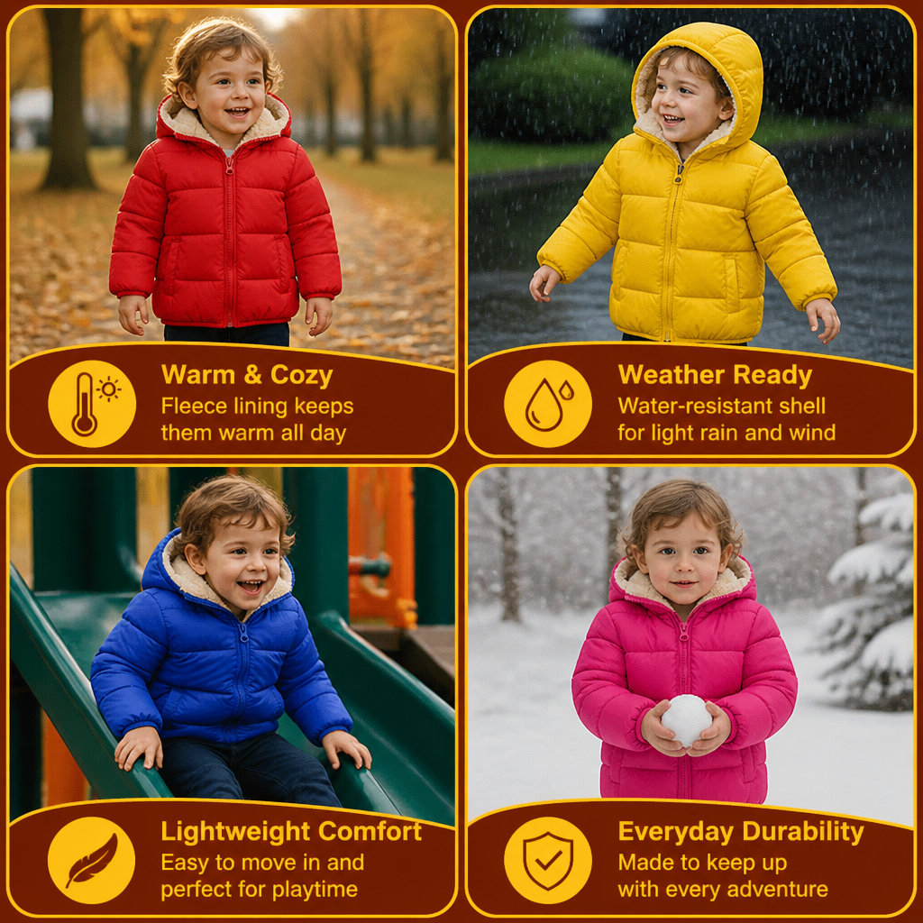 Fleece-Lined Baby & Toddler Puffer Jacket