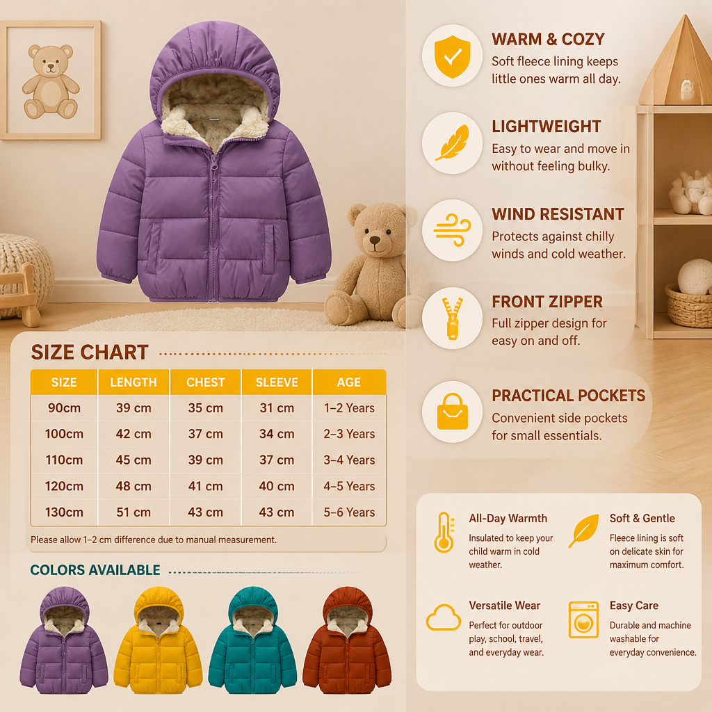 Fleece-Lined Baby & Toddler Puffer Jacket