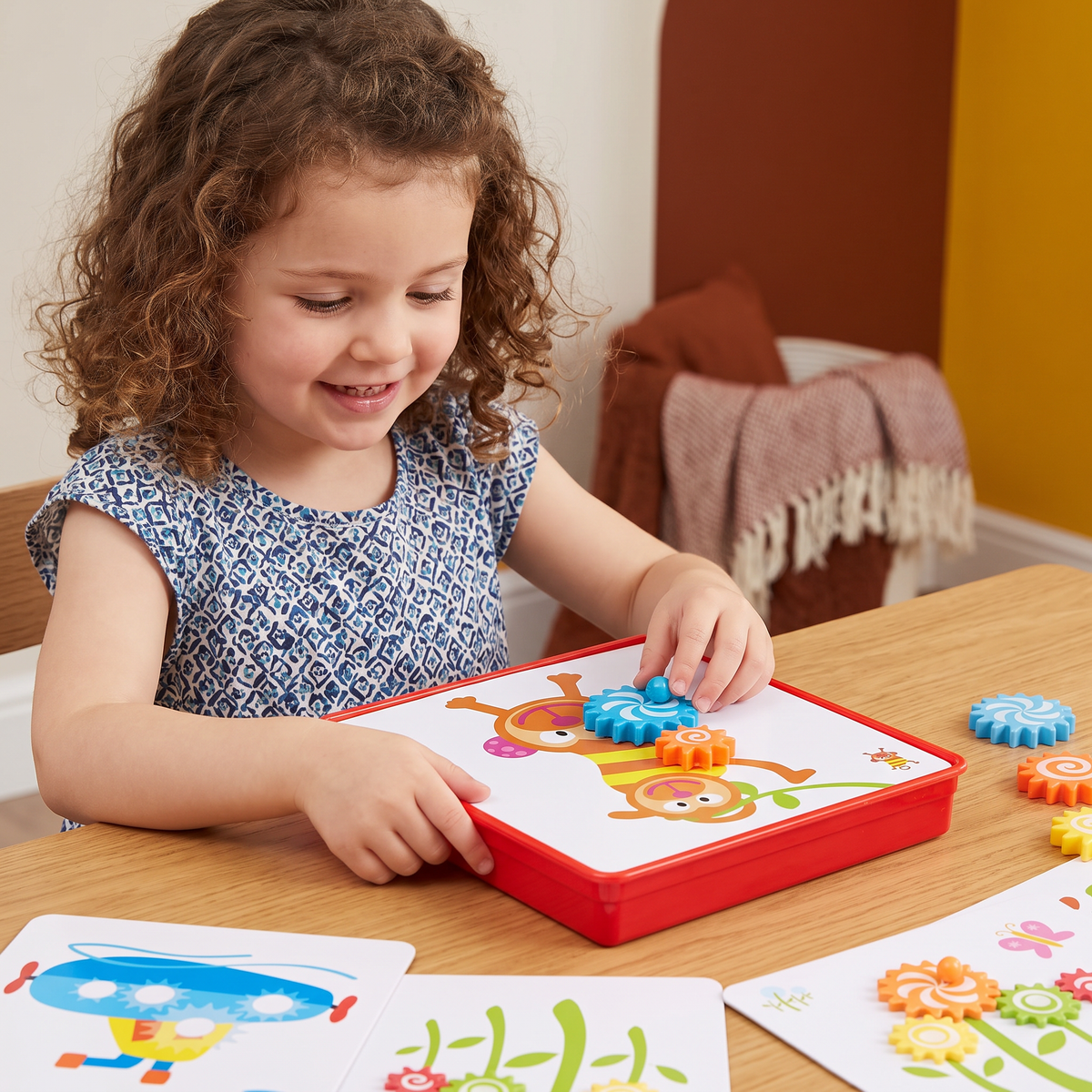 Creative Gear Puzzle Board Travel Box with Activity Cards for Kids