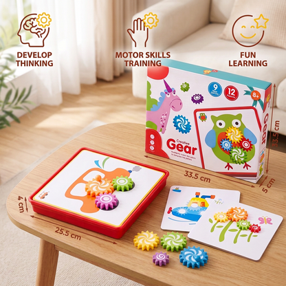 Creative Gear Puzzle Board Travel Box with Activity Cards for Kids