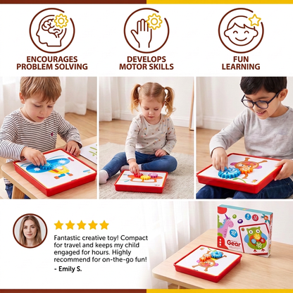 Creative Gear Puzzle Board Travel Box with Activity Cards for Kids
