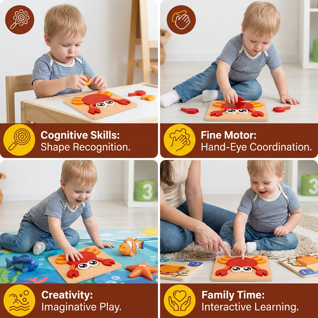 3D Wooden Puzzle for Kids – Educational Animal Learning Toy for Toddlers