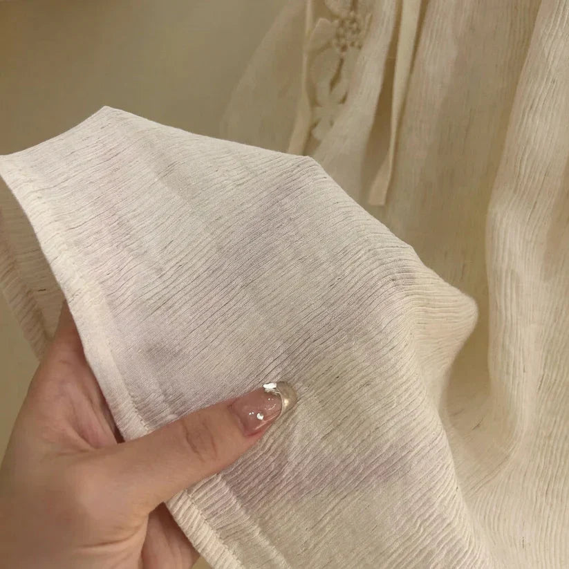 Delicate Blossom Linen Dress