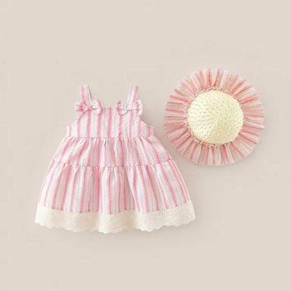 Seaside Stripe Dress Set & Hat