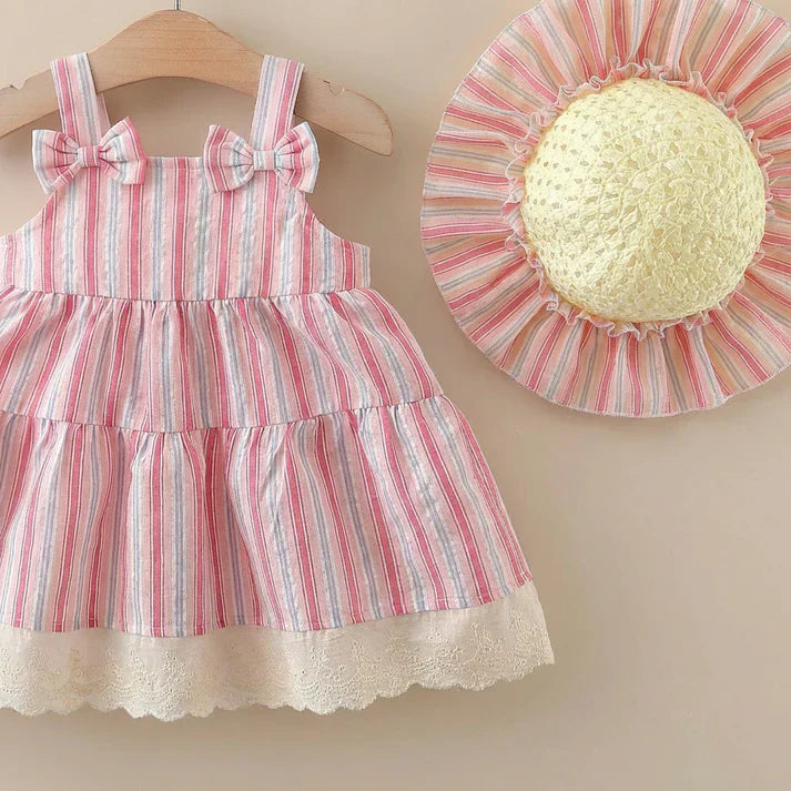 Seaside Stripe Dress Set & Hat