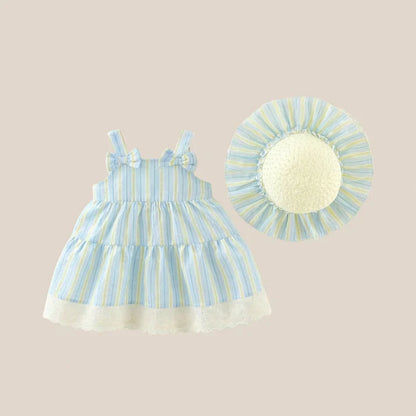 Seaside Stripe Dress Set & Hat