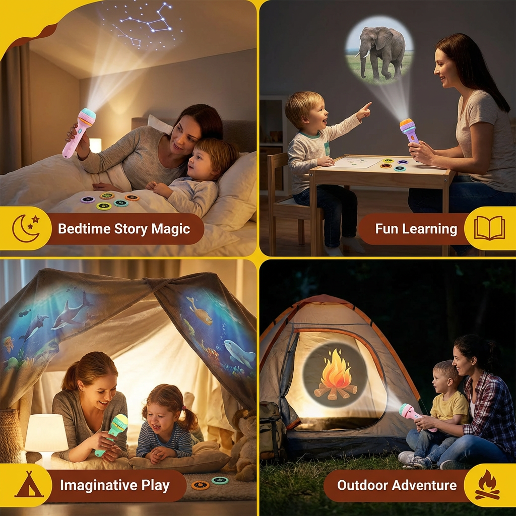 Kids Projection Flashlight Toy – Bedtime Story Projector for Learning & Fun
