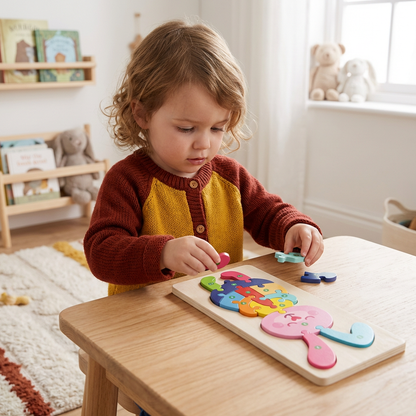 Wooden Puzzle Set for Kids – Number & Animal Learning Jigsaw Toy
