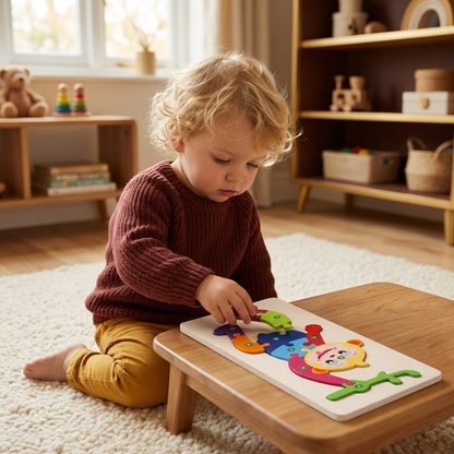 Wooden Puzzle Set for Kids – Number & Animal Learning Jigsaw Toy