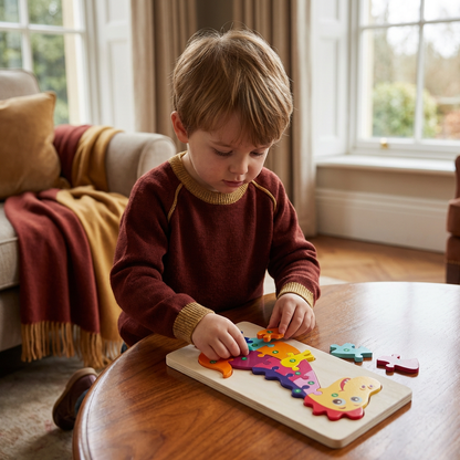 Wooden Puzzle Set for Kids – Number & Animal Learning Jigsaw Toy