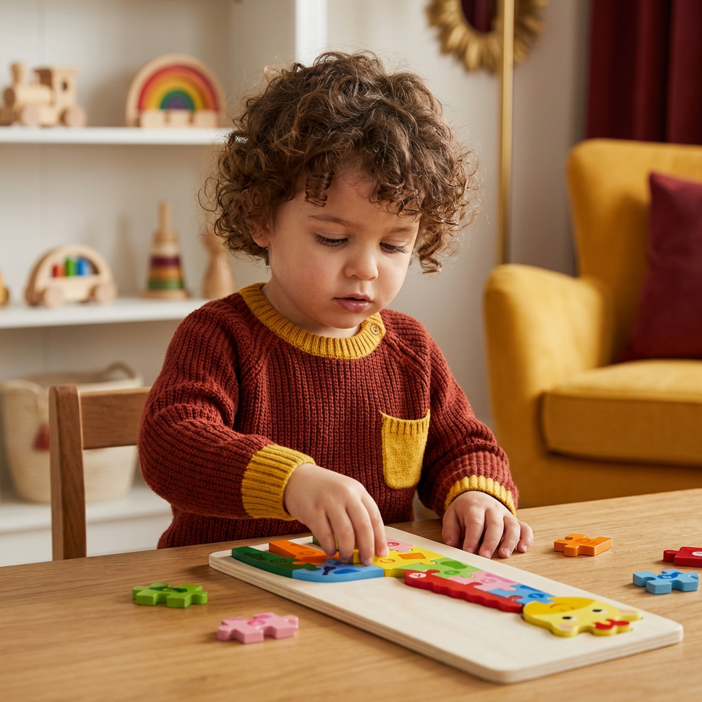 Wooden Puzzle Set for Kids – Number & Animal Learning Jigsaw Toy