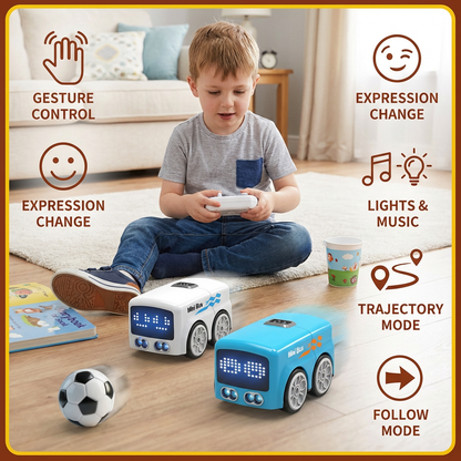 Smart RC Mini Bus Toy – Gesture Control Light-Up Cartoon Car for Kids
