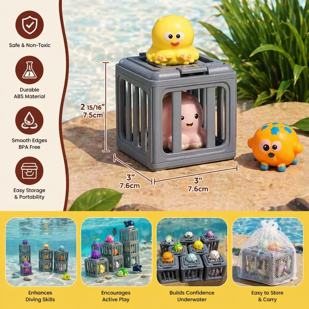 Children’s Diving Toy Set – Underwater Pool Toys with Storage Box