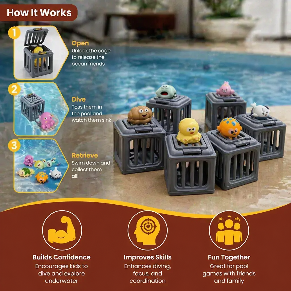 Children’s Diving Toy Set – Underwater Pool Toys with Storage Box