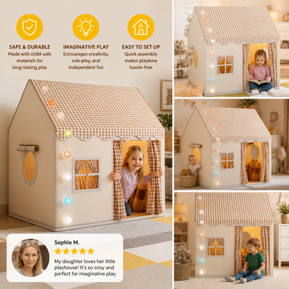 Kids Play House Tent with Checkered Roof