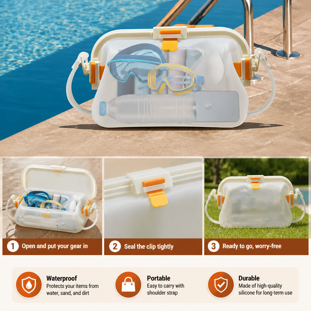 Waterproof Silicone Storage Bag with Shoulder Strap