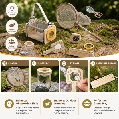 Kids Nature Explorer Kit with Bug Catcher Net Magnifier and Compass
