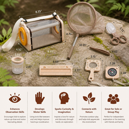 Kids Nature Explorer Kit with Bug Catcher Net Magnifier and Compass