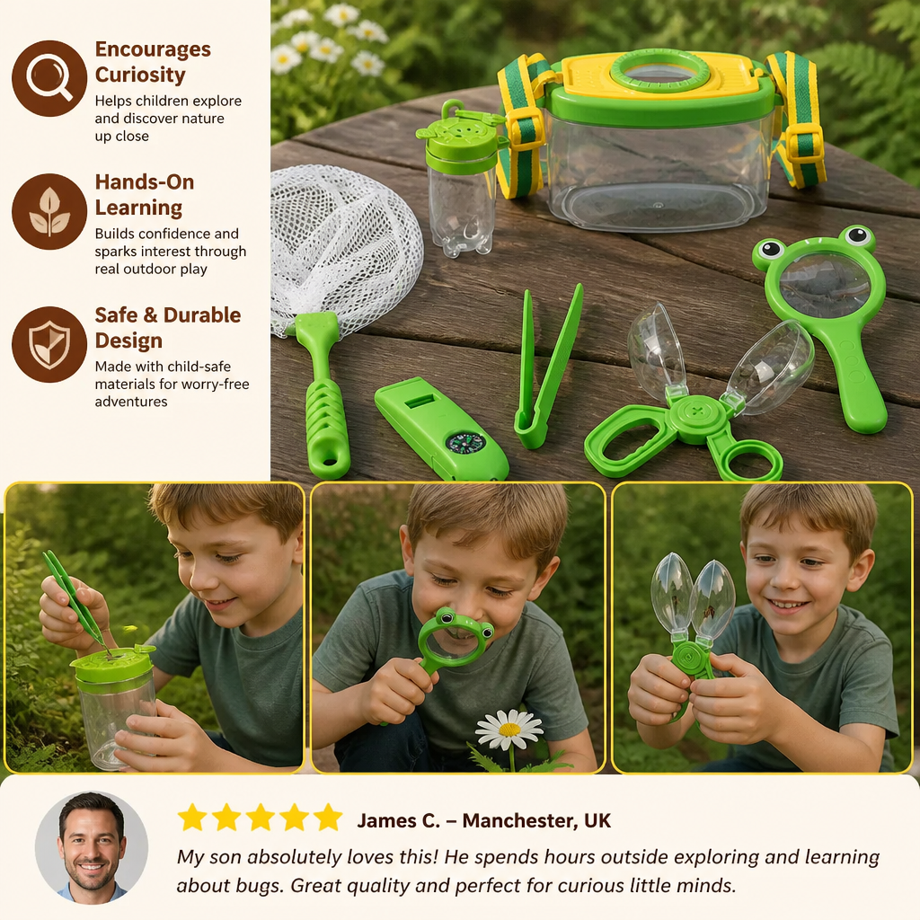 Kids Outdoor Bug Observation Explorer Kit with Accessories