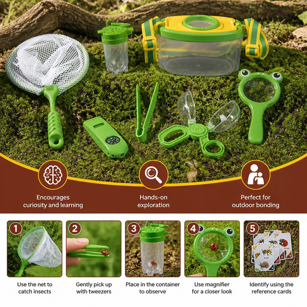 Kids Outdoor Bug Observation Explorer Kit with Accessories