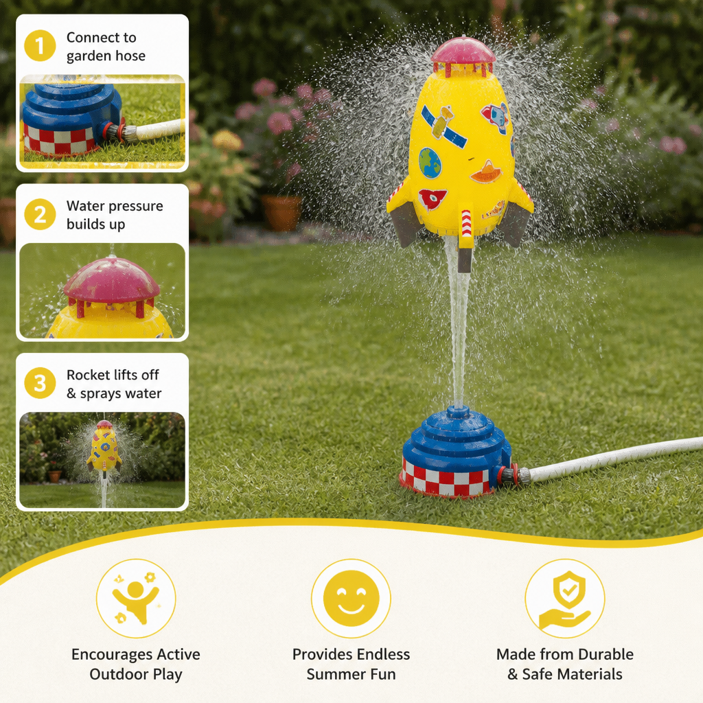 Flying Rocket Water Sprinkler Outdoor Toy for Kids