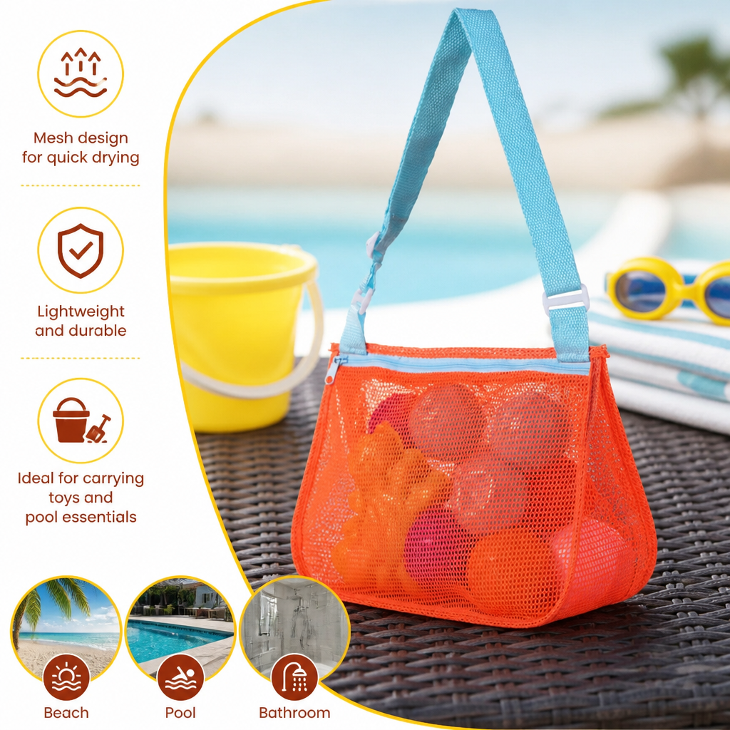 Kids Mesh Beach and Pool Bag for Toys and Accessories
