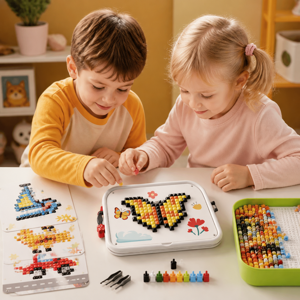 Kids Montessori Mushroom Pegboard Mosaic Puzzle Set