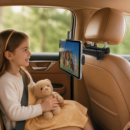 360° Rotating Car Headrest Tablet Holder – Back Seat Mount for Tablets
