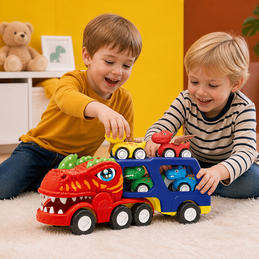 Dinosaur Transport Truck Toy Set with Mini Dino Cars