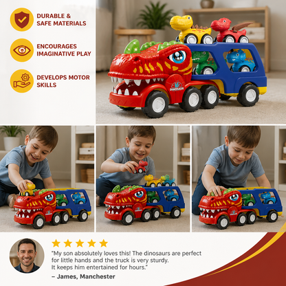 Dinosaur Transport Truck Toy Set with Mini Dino Cars