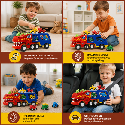 Dinosaur Transport Truck Toy Set with Mini Dino Cars