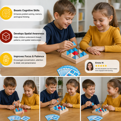 Wooden Geometric Pattern Puzzle – Logic & Spatial Thinking Game